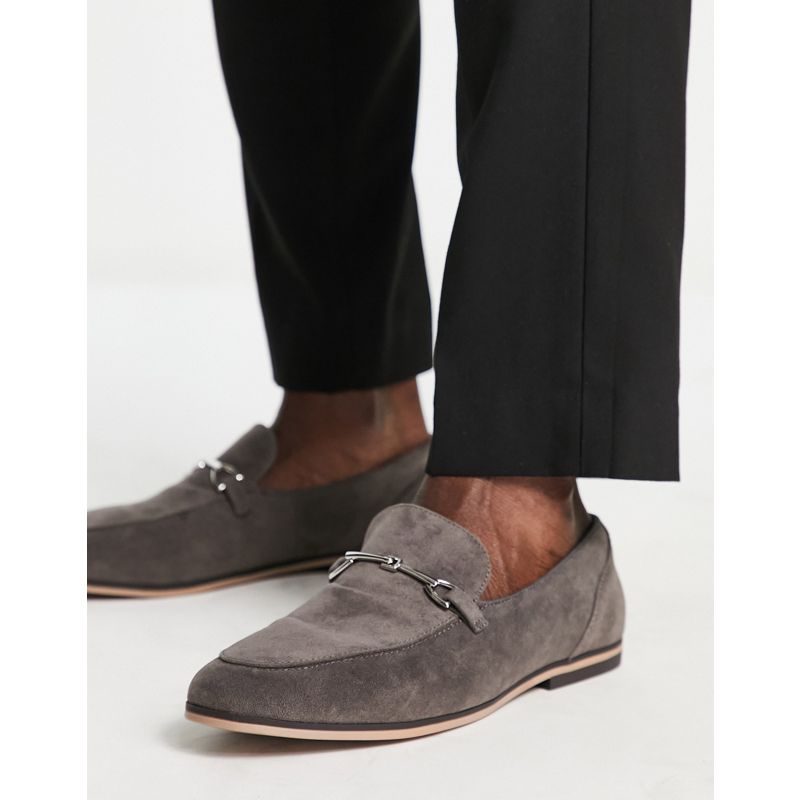 NcbQf Scarpe, Stivali e Sneakers DESIGN - Mocassini in camoscio sintetico grigio con morsetti