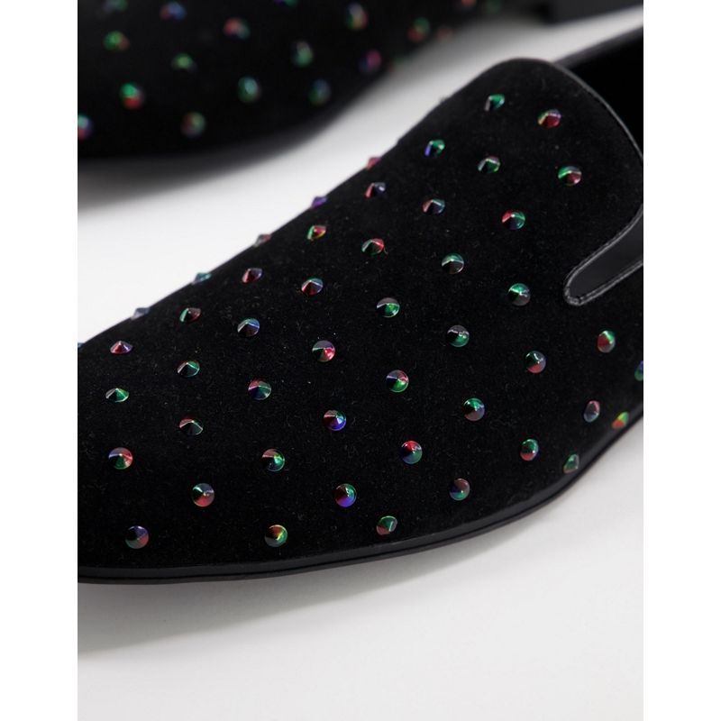 Uomo Scarpe, Stivali e Sneakers DESIGN - Mocassini in camoscio sintetico nero con borchie iridescenti