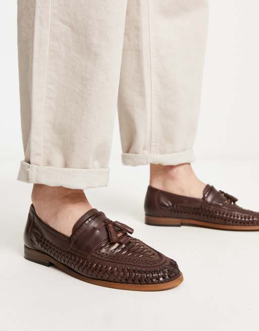ASOS DESIGN - Mocassini in pelle color cuoio con dettagli intrecciati