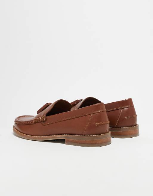 ASOS DESIGN - Mocassini in pelle color cuoio con nappe e suola naturale, 4 di 5