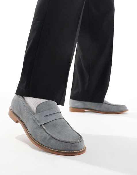 ASOS DESIGN - Mocassini in pelle scamosciata grigi con suola naturale - view 1