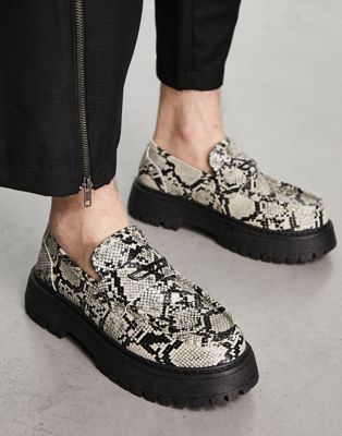 ASOS DESIGN chunky loafers in faux snake - ASOS Price Checker