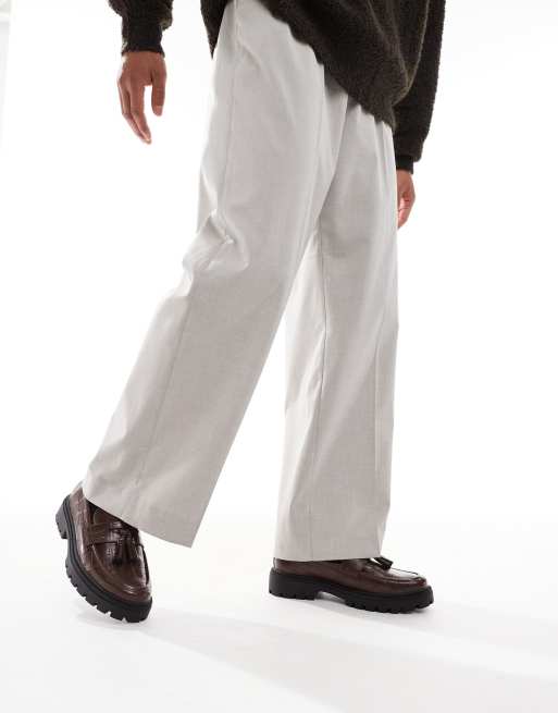 ASOS DESIGN - Mocassini marroni con suola a carrarmato e dettagli western