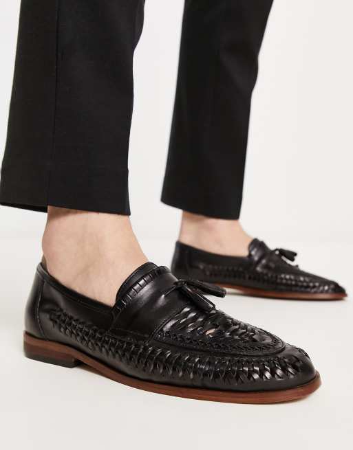 ASOS DESIGN - Mocassini neri in pelle con dettagli intrecciati