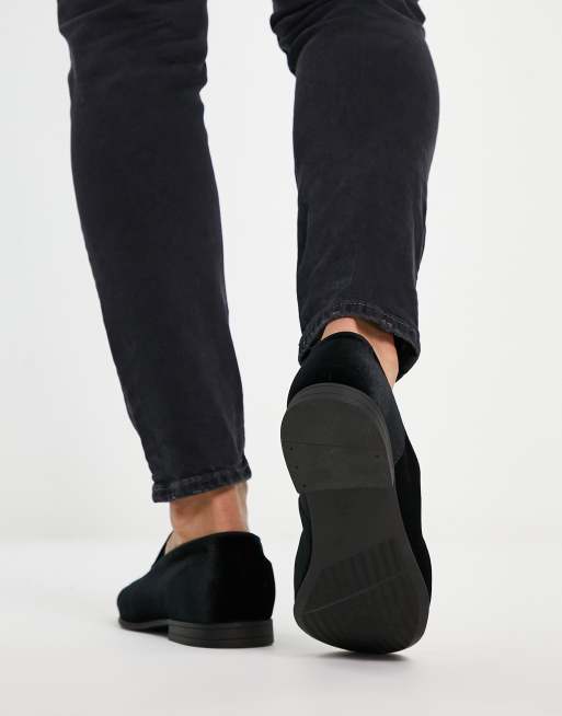 ASOS DESIGN - Mocassini neri in velluto con stemma, 2 di 4
