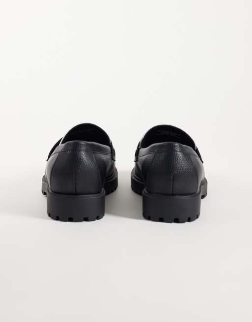 ASOS DESIGN mocassini penny con suola a carrarmato neri e bianchi, 5 di 5