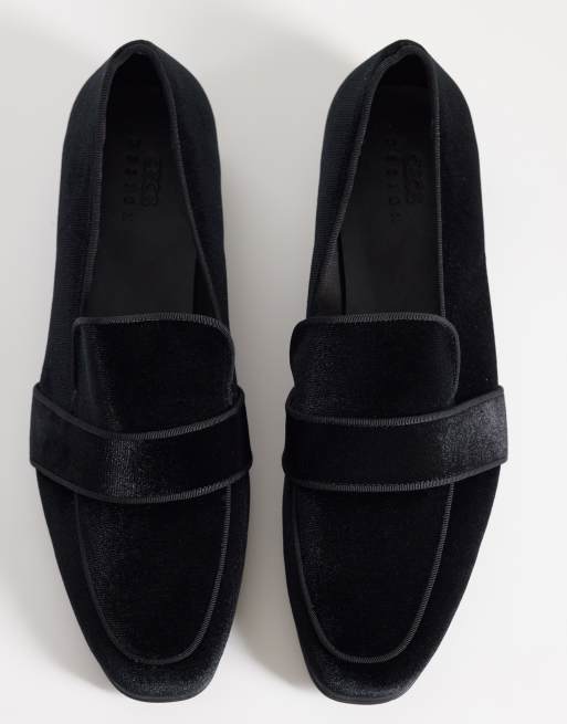 ASOS DESIGN - Mocassini slim in velluto nero gros grain, 2 di 4