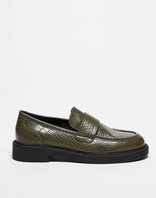 ASOS DESIGN - Mocassini verde oliva zigrinati, 3 di 4