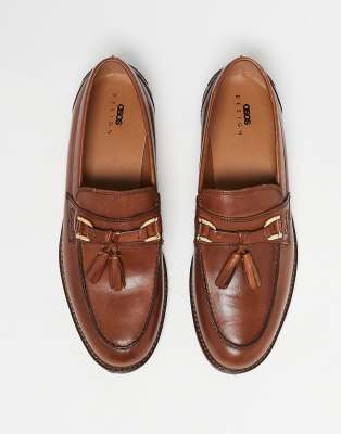 ASOS DESIGN - Mocassins à glands en cuir - Fauve-Marron