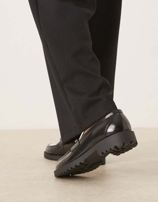 ASOS DESIGN - Mocassins à semelle crantée et mors doré - Noir/blanc, 2 de 4