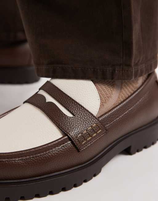 ASOS DESIGN - Mocassins à semelle crantée - Marron et crème, 4 de 4