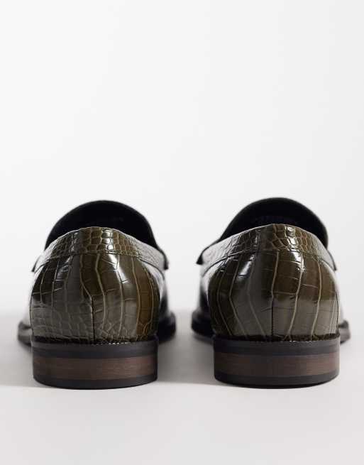 ASOS DESIGN - Mocassins aspect croco - Vert, 3 de 4