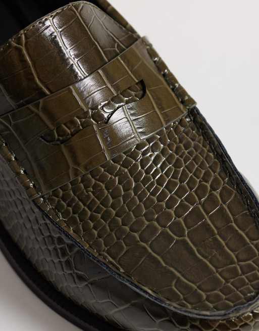 ASOS DESIGN - Mocassins aspect croco - Vert, 4 de 4