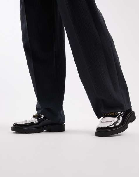 ASOS DESIGN - Mocassins avec chaîne dorée - Noir et blanc - view 1