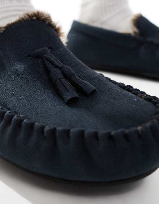 ASOS DESIGN - Mocassins avec doublure en fausse fourrure - Bleu marine, 3 de 4