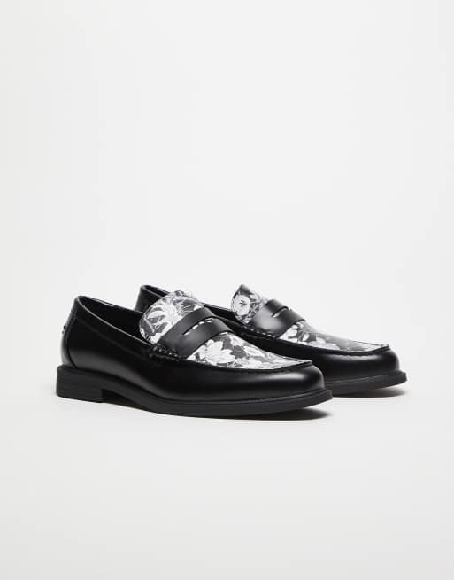 ASOS DESIGN - Mocassins avec empiècement fleuri - Noir, 2 de 4