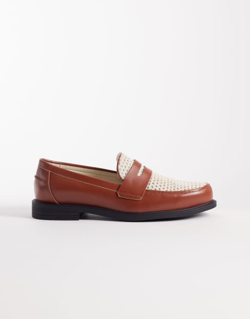 ASOS DESIGN - Mocassins bicolores à bride avec détail en raphia - Marron et crème, 2 de 4