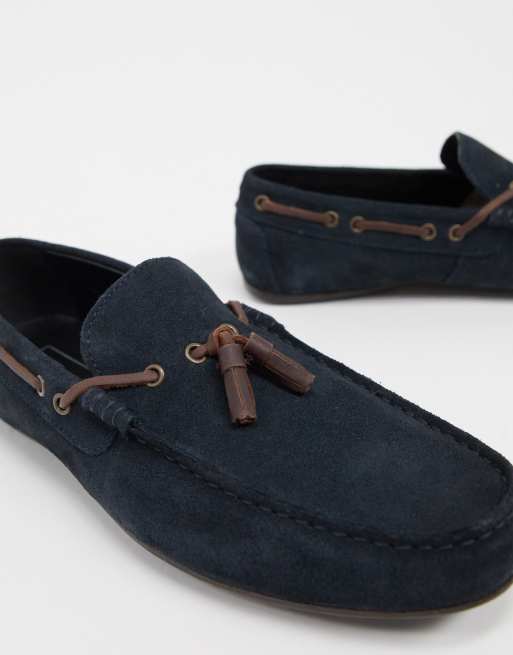 ASOS DESIGN - Mocassins de conduite à lacets en daim - Bleu marine, 2 de 4
