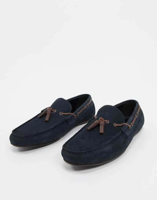 ASOS DESIGN - Mocassins de conduite à lacets en daim - Bleu marine, 4 de 4
