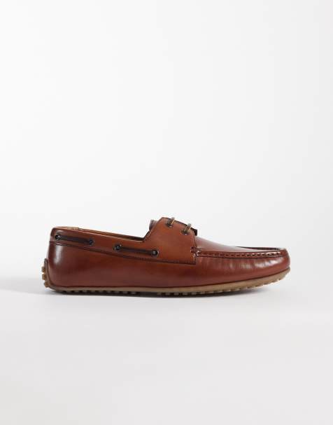 ASOS DESIGN - Mocassins drivers en cuir à lacets - Fauve - view 1