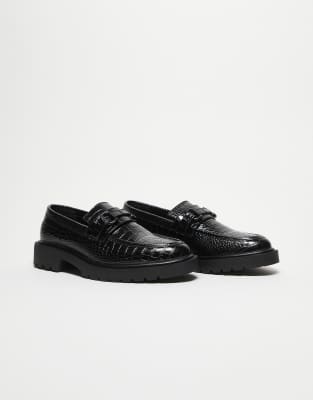ASOS DESIGN - Mocassins effet croco avec mors - Noir