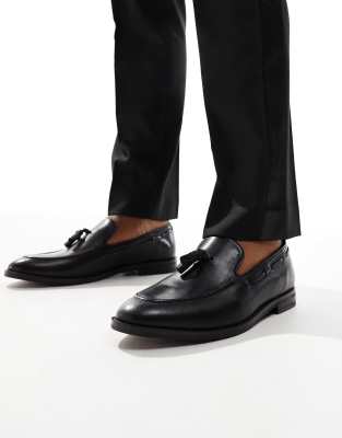ASOS DESIGN - Mocassins en cuir avec pampilles - Noir