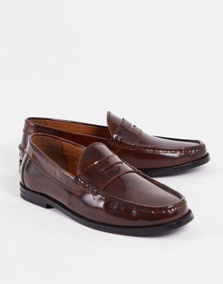 Chaussures, bottes et baskets Mocassins en cuir avec semelle noire - Marron