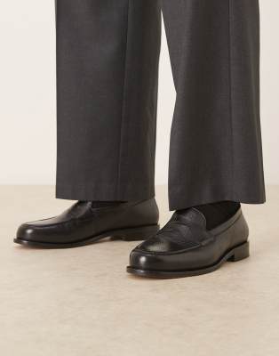 ASOS DESIGN - Mocassins en cuir effet vieilli - Noir