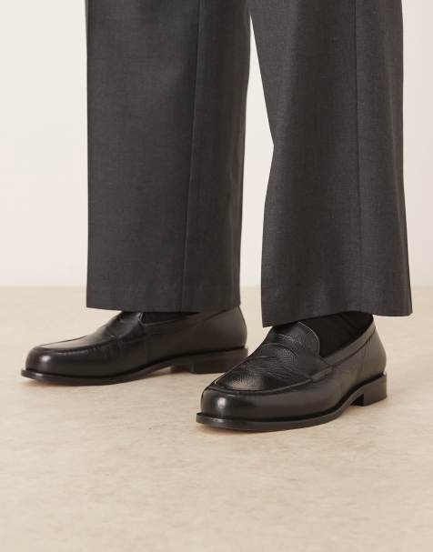 ASOS DESIGN - Mocassins en cuir effet vieilli - Noir - view 1