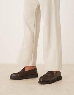 ASOS DESIGN - Mocassins en cuir et daim - Marron