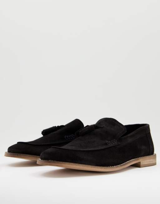 ASOS DESIGN - Mocassins en daim à glands avec semelle naturelle - Noir