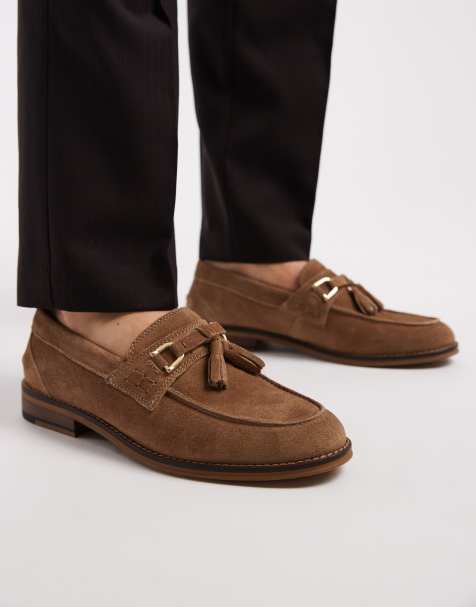 ASOS DESIGN - Mocassins en daim avec détail métallique doré - Taupe - view 1