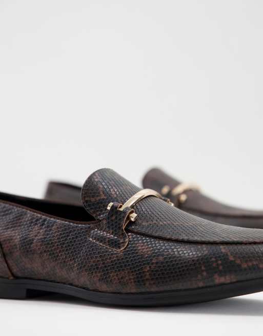 ASOS DESIGN - Mocassins en imitation cuir aspect peau de serpent avec mors - Marron, 4 de 4
