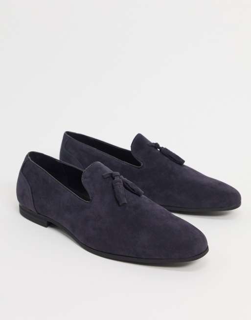 ASOS DESIGN - Mocassins en imitation daim - Bleu marine