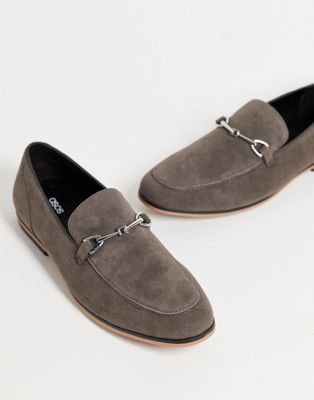 ASOS DESIGN loafers in grey faux suede with snaffle detail - ASOS Price Checker
