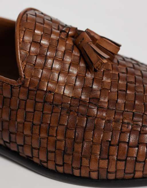 ASOS DESIGN - Mocassins fins en cuir tressé à pampilles - Marron, 3 de 4