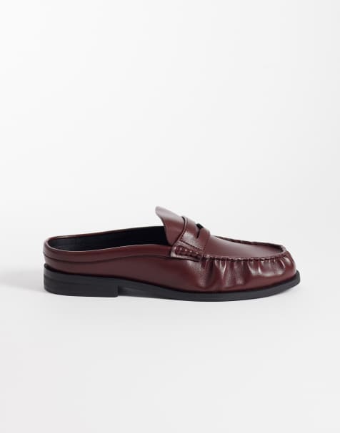 ASOS DESIGN - Mocassins froncés à enfiler - Bordeaux - view 1