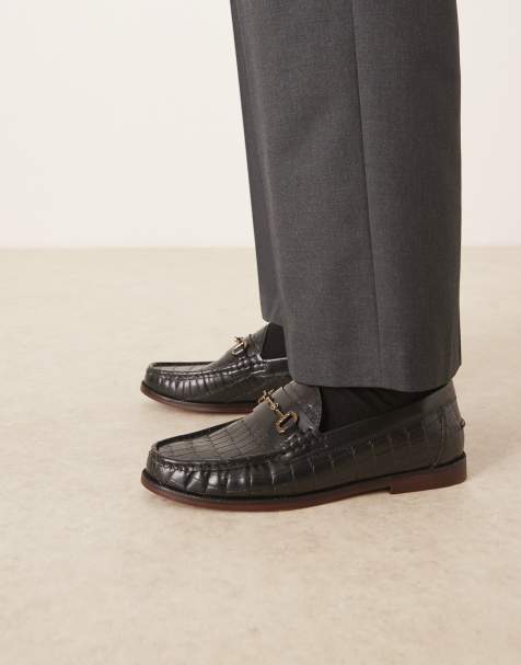 ASOS DESIGN - Mocassins froncés en cuir à mors - Noir - view 1