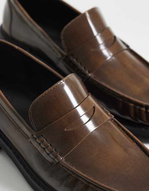 ASOS DESIGN - Mocassins froncés en cuir - Marron, 2 de 4