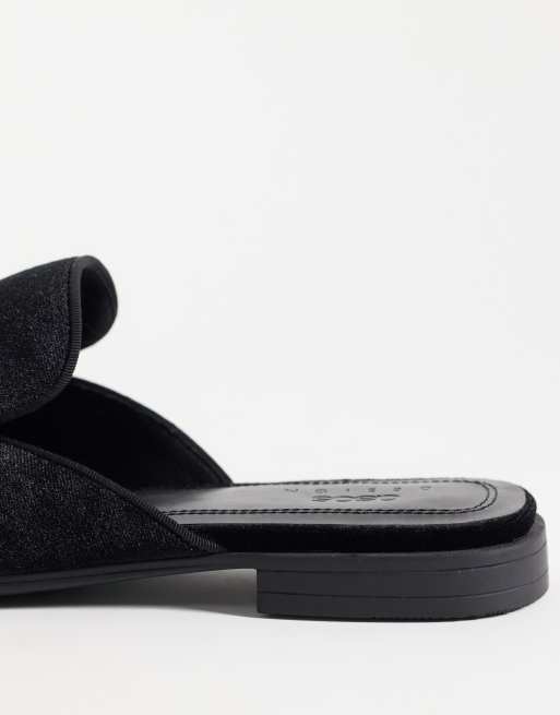 ASOS DESIGN mocassins mules coupe slim avec empiècement en gros-grain en velours noir, 4 de 5