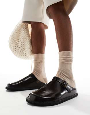 ASOS DESIGN - Mocassins mules style sabots - Marron