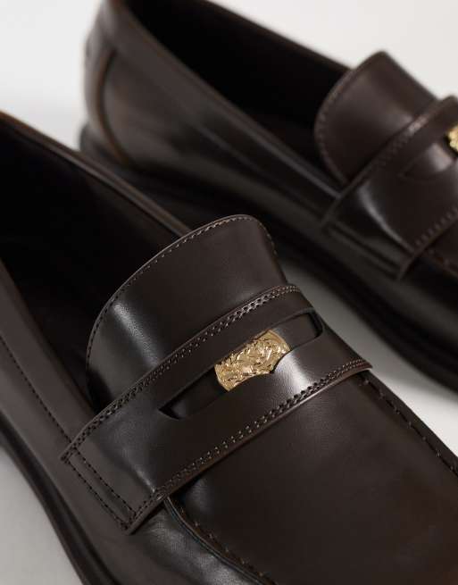 ASOS DESIGN mocassins penny loafers avec détail pièce marron, 3 de 4