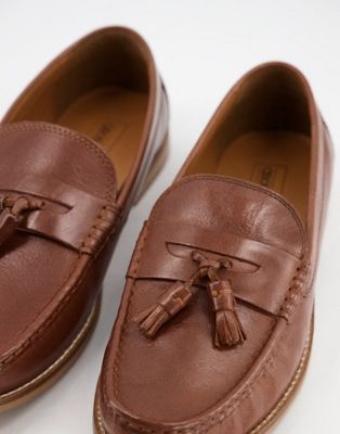 Chaussures, bottes et baskets Mocassins pointure large en cuir à glands et franges avec semelle coloris naturel - Fauve