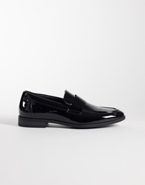 ASOS DESIGN mocassins slim avec bride en vernis noir - view 1