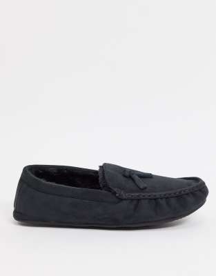 faux leather moccasin slippers