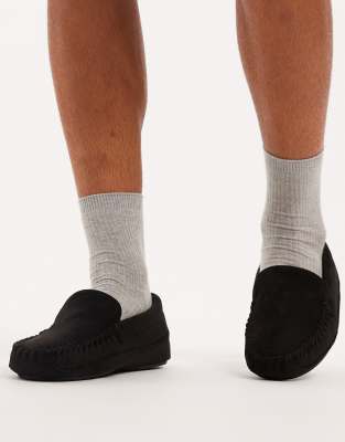 Asos Design Moccasin Slippers In Black
