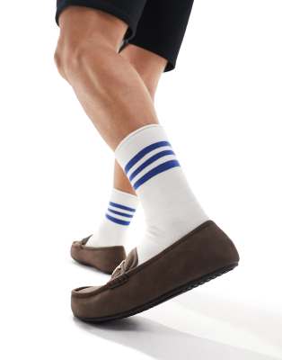 Asos Design Moccasin Slippers In Brown