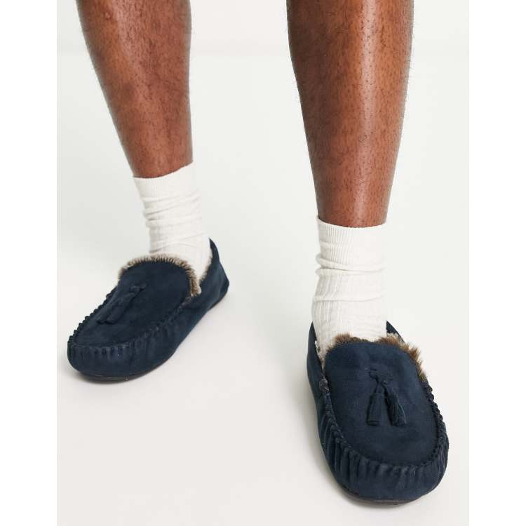 Blue hot sale moccasin slippers