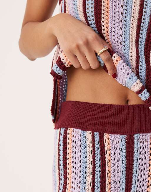 ASOS DESIGN mock crochet vertical stripe knit pants in multi | ASOS