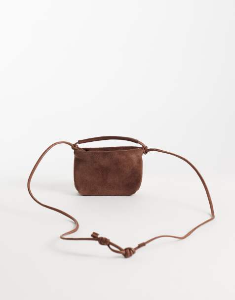ASOS DESIGN mocka miniväska med dragsko i chokladbrun - view 1
